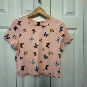 Wild Fable Pink Top with Butterfly Accents